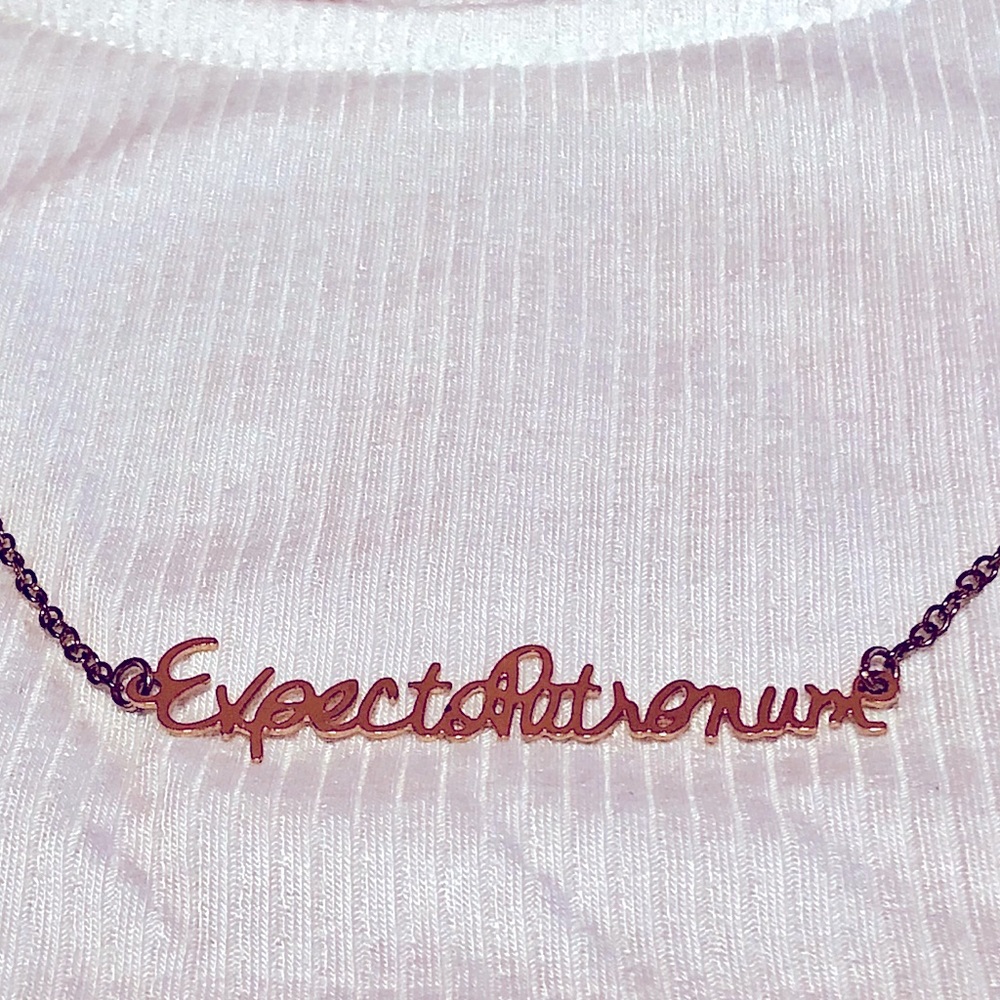 Expecto Patronum cursive necklace